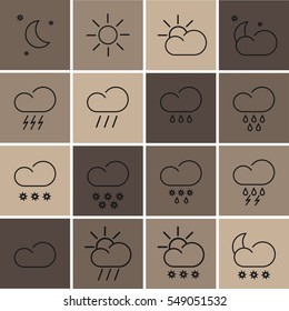 set with different weather icons in different color