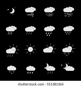 set with different weather icons in different color