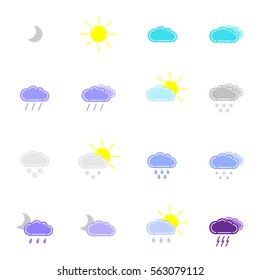 set with different weather icons in color