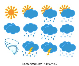 Set of different weather icons. Vector illustration