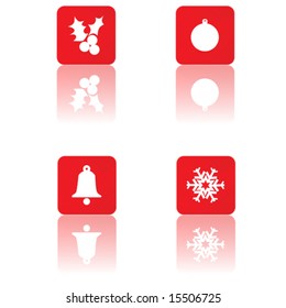 Set of different Web 2.0 Christmas icons in red and white