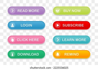 Set of different web buttons with shadow. Vector illustration