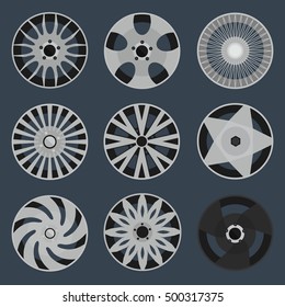 set of different wheel rims