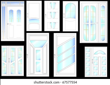 set of different white door
