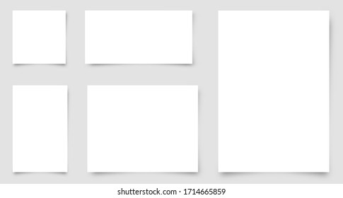 Set of different white papers. Vector illustration. Blank paper banners. White paper banners with shadows