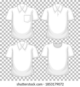 Set of different white shirts isolated on transparent background illustration