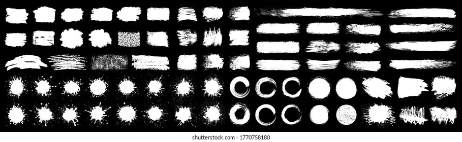 Set different white splash, collection brush strokes – stock vector