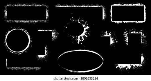 Set different white splash frames, collection brush strokes – stock vector