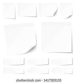 Set Of Different White Sticky Notes With Shadow