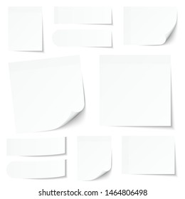 Set Of Different White Sticky Notes With Shadow