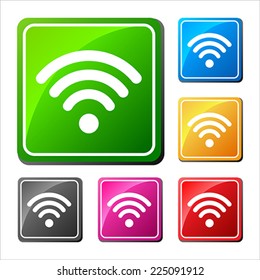 Set of different wifi icons, buttons for design. Vector Illustration. 