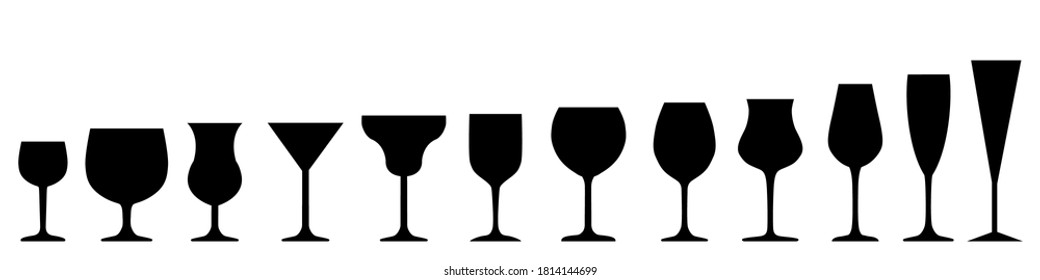 Set different wineglass icon, logo, sign – stock vector