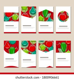 Se establece con diferentes plantillas de navidad de invierno. Tarjetas para tu diseño festivo y publicidad de año nuevo
