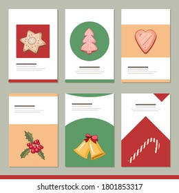 Set with different winter christmas templates. Cards for your festive design and new year advertisement 