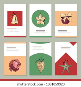 Set with different winter christmas templates. Cards for your festive design and new year advertisement 