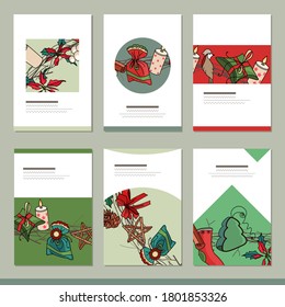 Set with different winter christmas templates. Cards for your festive design and new year advertisement 