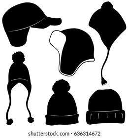 set of different winter hats