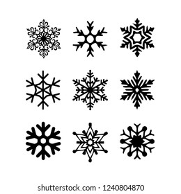 Set of different winter snowflakes
