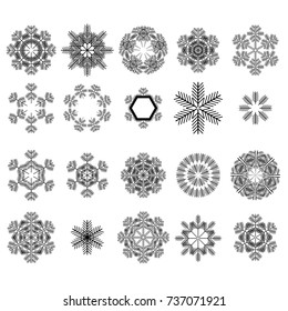 Set of different winter snowflakes