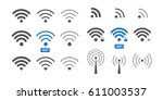 Set of  different wireless and wifi icons and logos for design.
Vector Illustration.