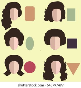 Set of  different woman's face shapes. Vector