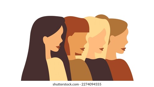 Conjunto de mujeres diferentes. Estilo plano. Vector
