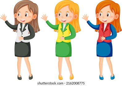 Set of different women in service uniforms illustration