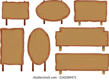 Set of different wooden sign boards illustration