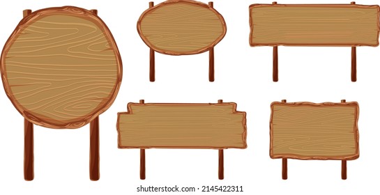 Conjunto de diferentes ilustraciones de paneles de madera