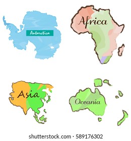 Set of different world maps, Vector illustration