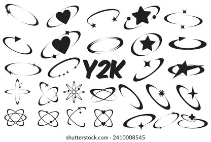 Set with different Y2k elements for design.Trendy geometric brutalism forms, memphis elements. Simple shapes forms, symbols and frames y2k style.