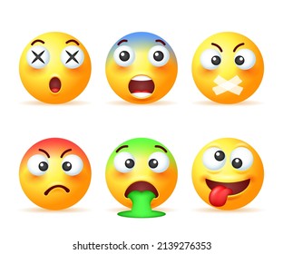 Scared Yellow Emoji Isolated On White Stock Vector (Royalty Free ...