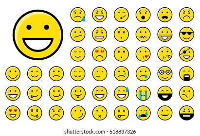 Set of different yellow smiley icons