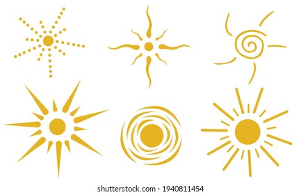 set of different yellow suns