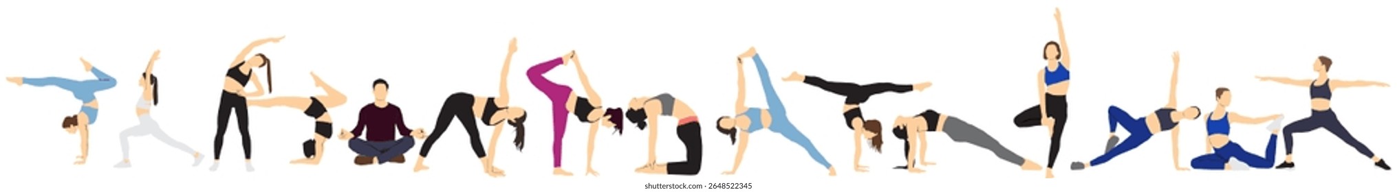 set of different yoga pose