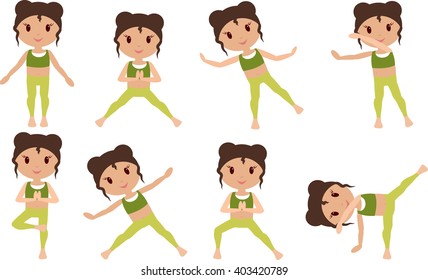 set of different yoga poses