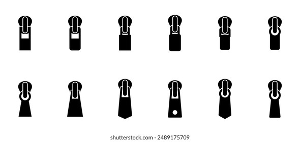 Set Of Different Zip Pullar. Different Pullar Vector. Illustration Abstract