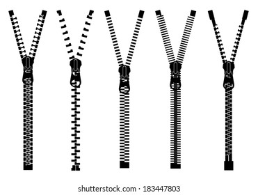 Set Of Different Zippers