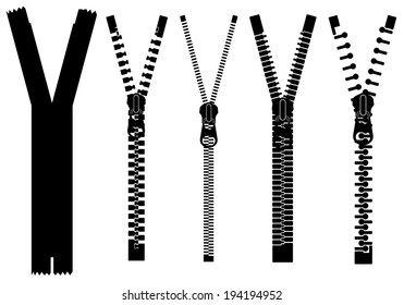Set Of Different Zippers