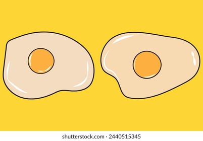 Un juego de huevos cocinados de manera diferente. Huevo entero, crudo, huevo frito, huevo duro. Huevos hervidos frescos y sabrosos. Buen desayuno. Vector dibujado a mano ilustración, eps10