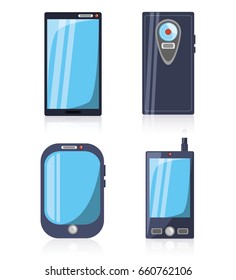set differents design of smartphone technology