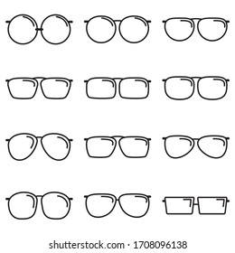 Set of differents glasses, isolated on white background.