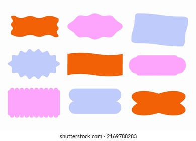 set of differents shapes in colorful colors, vector labels, colorful shapes