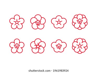 set of differrent plum blossom icons