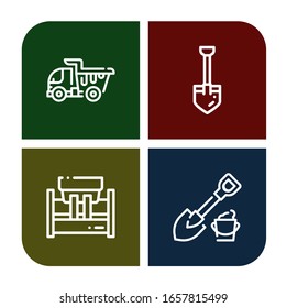 Set of digger icons. Such as Dump truck, Shovel, Machinery , digger icons