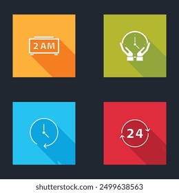 Set Digital alarm clock, Clock,  and 24 hours icon. Vector