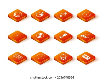 Set Digital alarm clock, Clock, Old hourglass, Time Management, 24 hours and  icon. Vector