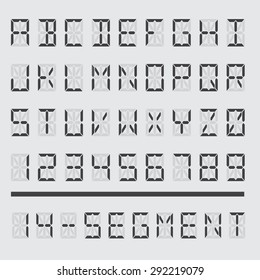 Set Of Digital Alphabet Of Fourteen Segment