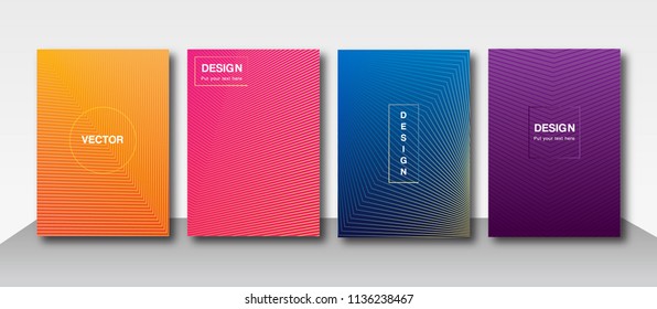 Set of digital background cover. Gradients on colorful color. Vector illustration