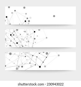 Set of  digital backgrounds for communication, molecule structure vector illustration.